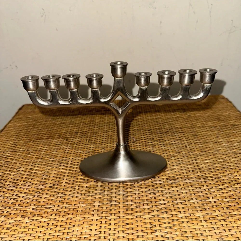 Restoration Hardware RH Hanukkah Menorah Hanukkiah Candelabra 5.5 x 8 in Silver
